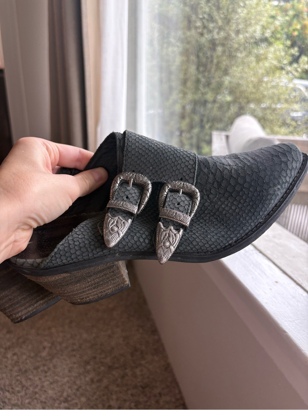 Matisse Leather Mule with Decorative Buckles